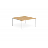 B2b White Frame Bench Desk 1200 Beech (2 Pod)