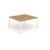 B2b White Frame Bench Desk 1200 Oak (2 Pod)