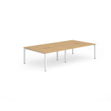 B2b White Frame Bench Desk 1200 Beech (4 Pod)