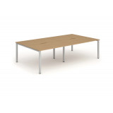 B2b Silver Frame Bench Desk 1600 Oak (4 Pod)