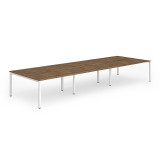 B2b White Frame Bench Desk 1200 Walnut (6 Pod)