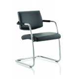 Havanna Visitor Chair Black Leather With Arms